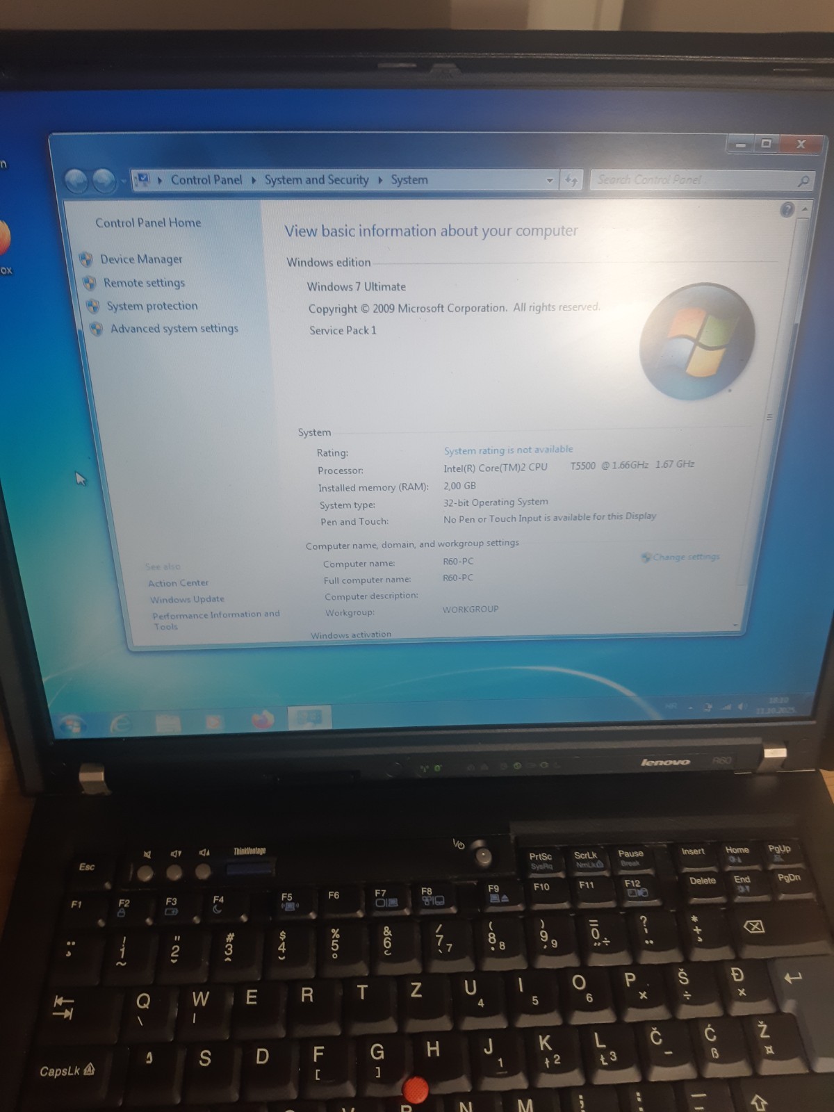 IBM ThinkPad R60 15″ Windows 7 Ultimate Core 2 Duo T5500
