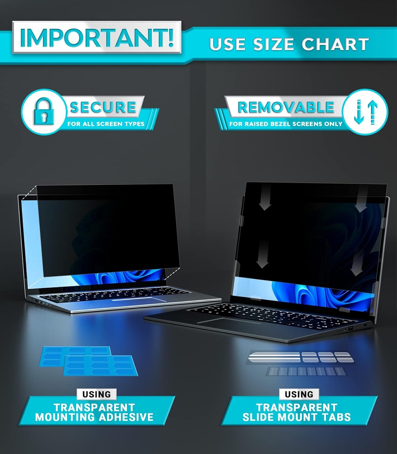 Laptop Privacy Screen 16 Inch – Removable Shield for 16:10 Widescreen Display