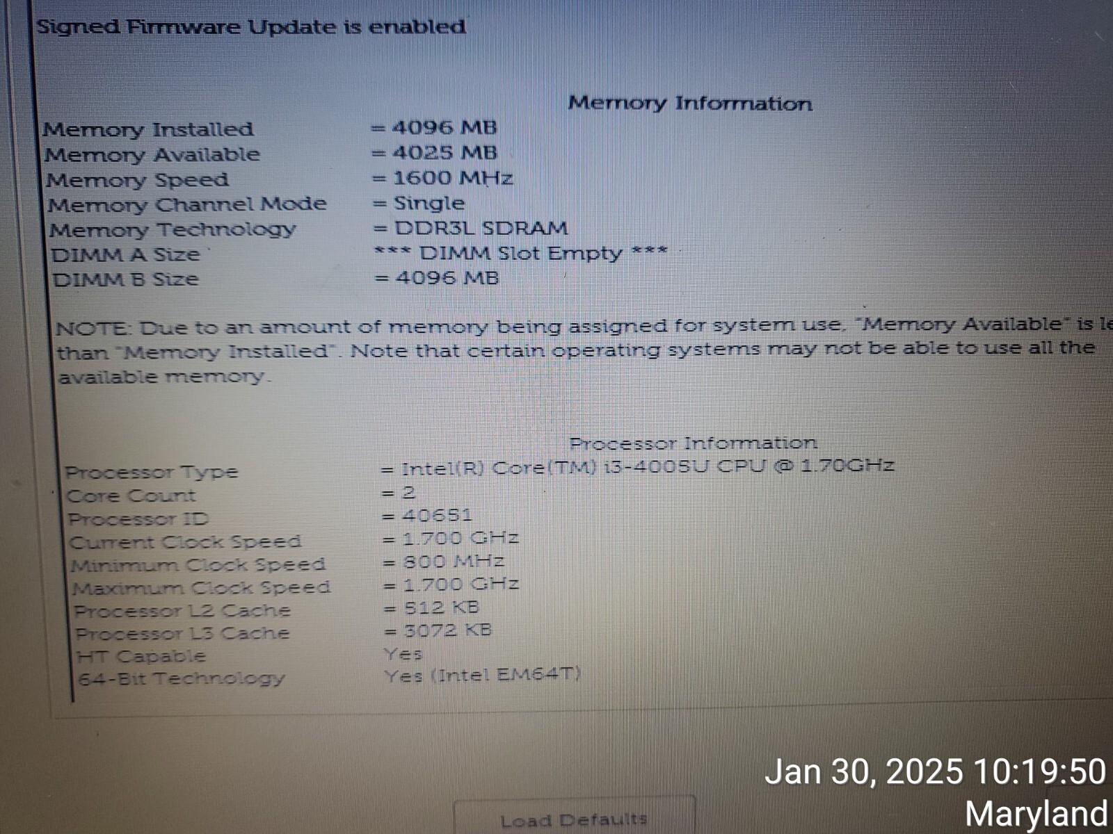 Dell Latitude 3550 15″ Laptop i3-4005u 4gb Ram No Drives Boots Bios