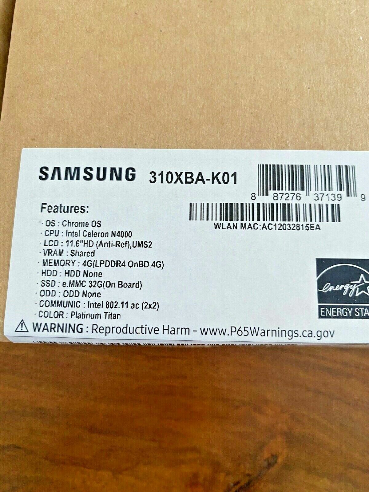 Samsung Chromebook 4 CB4 11.6″ 32GB eMMC Intel 2.6GHz 4GB RAM Google XE310XBA-K0