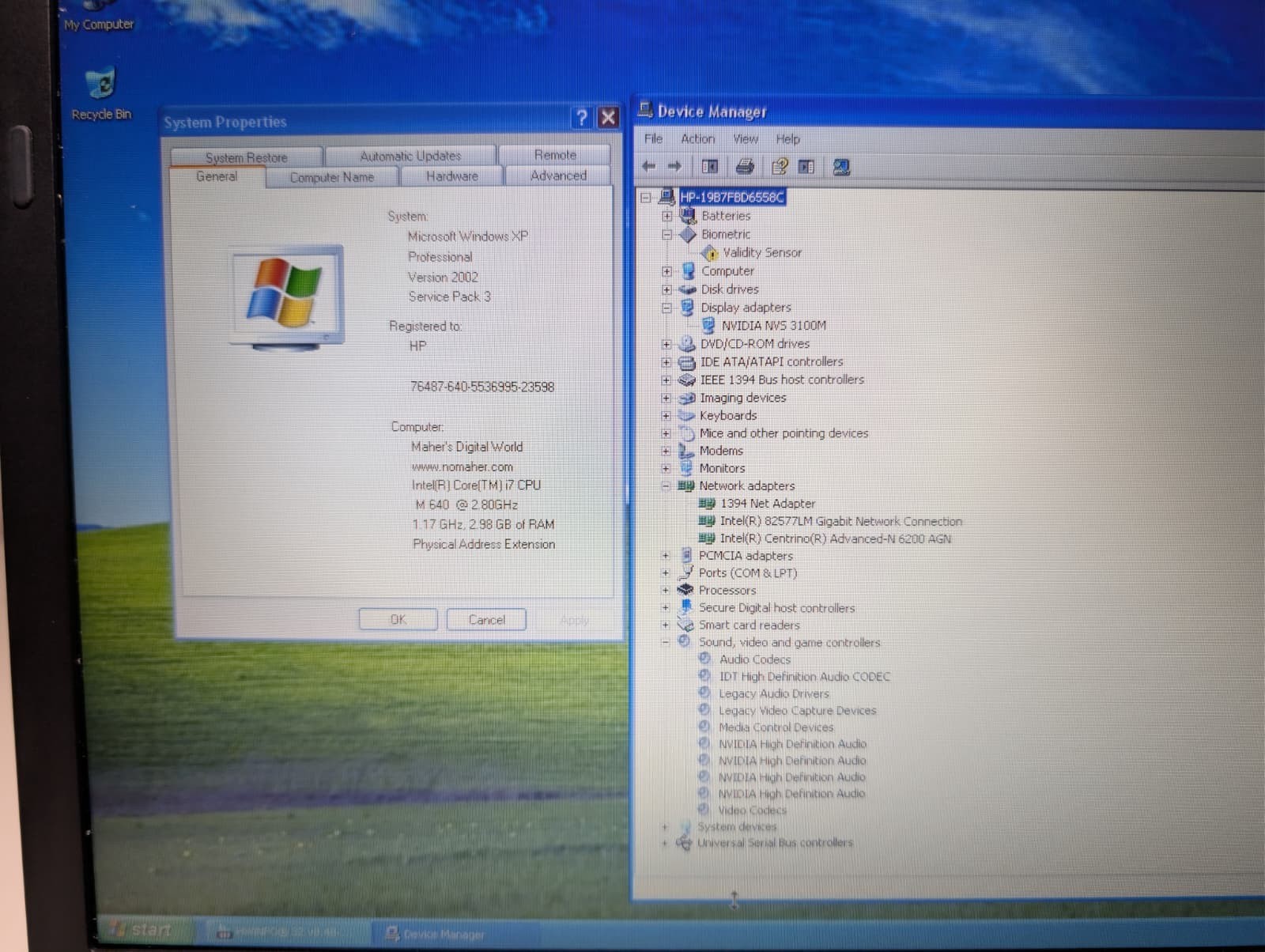 HP EliteBook 8440P | i7 4GB RAM 320GB HDD | HD+ NVIDIA Win XP Pro 32-Bit DVD-RW