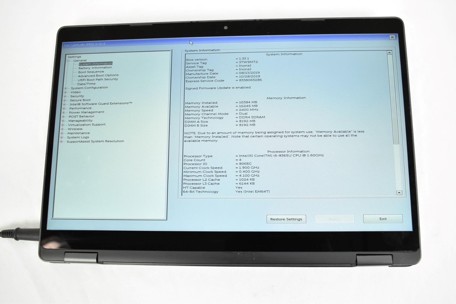 Dell Latitude 5300 2-in-1 Laptop i5-8365U 1.6GHz 16GB 256GB No OS *See Details*