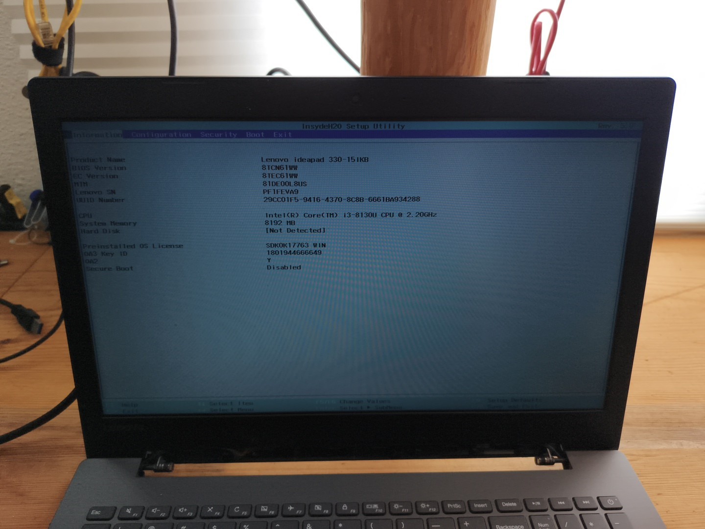 Lenovo Ideapad 330S-15IKB i3-8130U 8GB RAM No Hard Drive Laptop, Chin Bezel Off