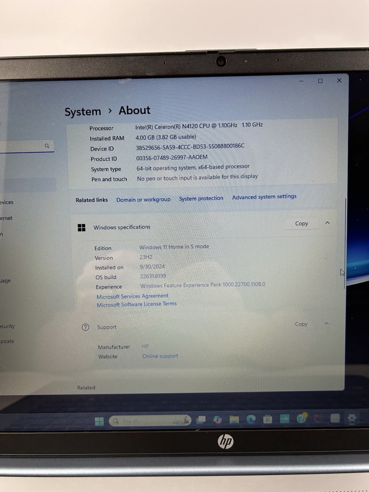 HP Laptop 17-cn0112ds 17.3” Celeron N4120 4GB RAM 128GB SSD Win11 – Tested