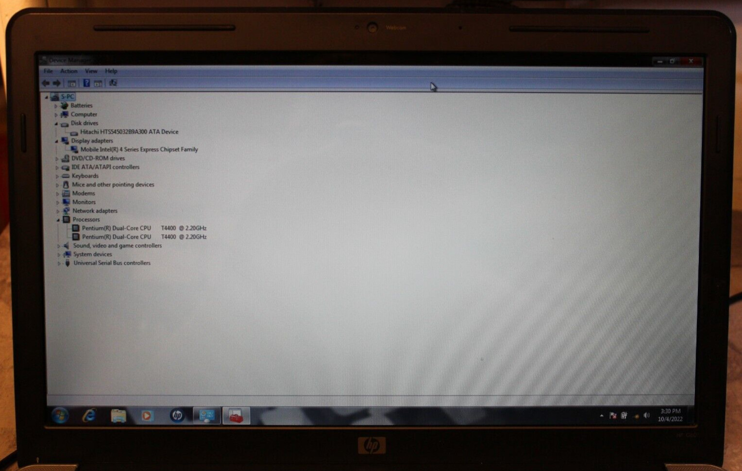 HP G60 Notebook For Parts 320GB HDD Wiped 3GB Ram Pentium T4400@2.20GHz CPU