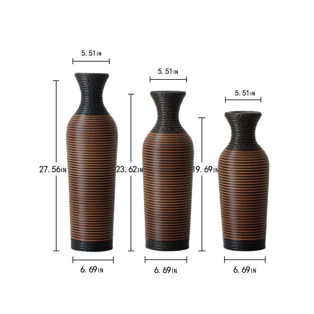Classic Neat 28 In. Brown Black Cylinder PVC Floor/Desktop Decorative Vase Artif