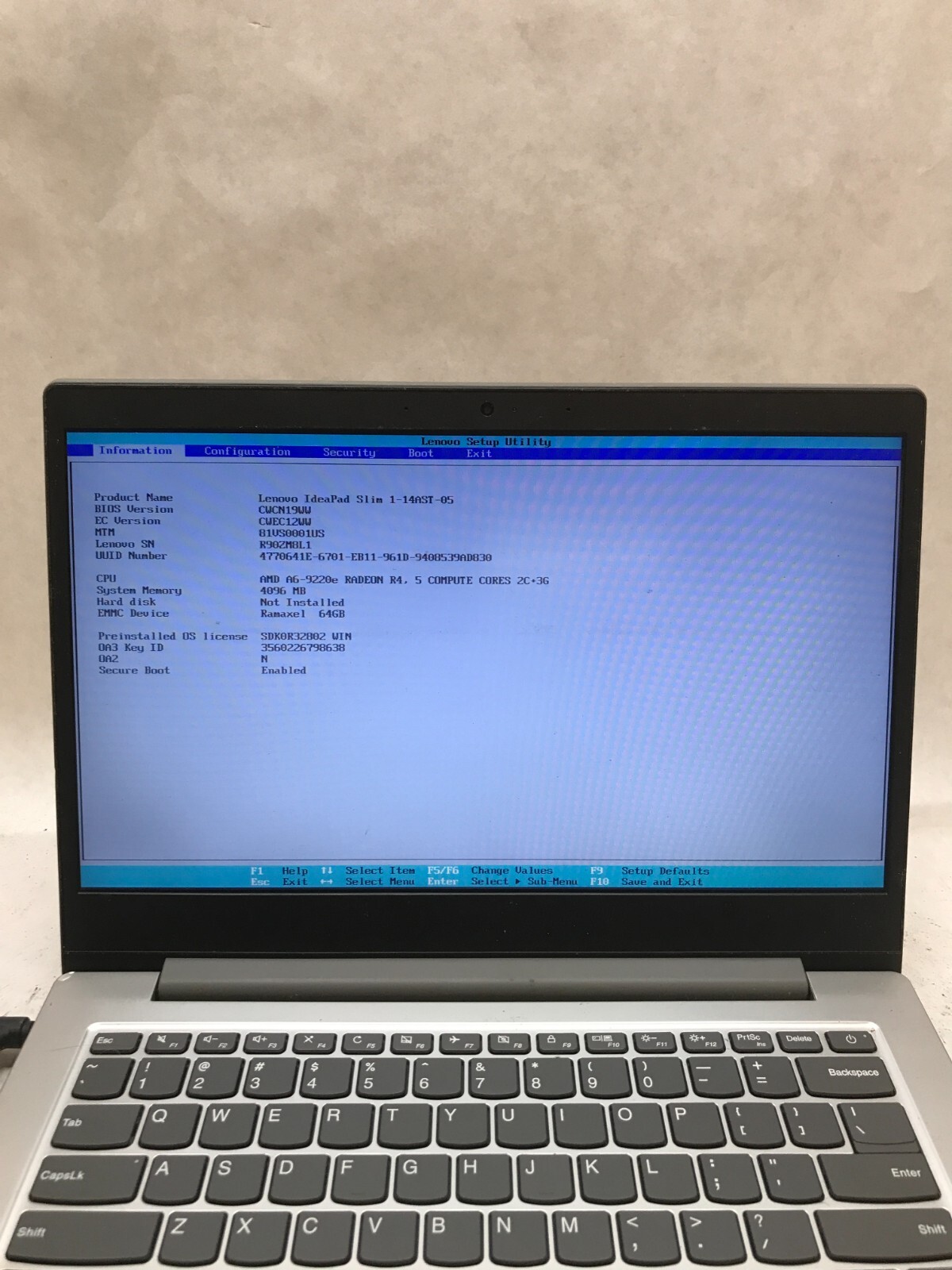 Lenovo IdeaPad Slim 1-14AST-05 14″ Laptop AMD A6-9220e 4GB RAM 64GB eMMC – – DW