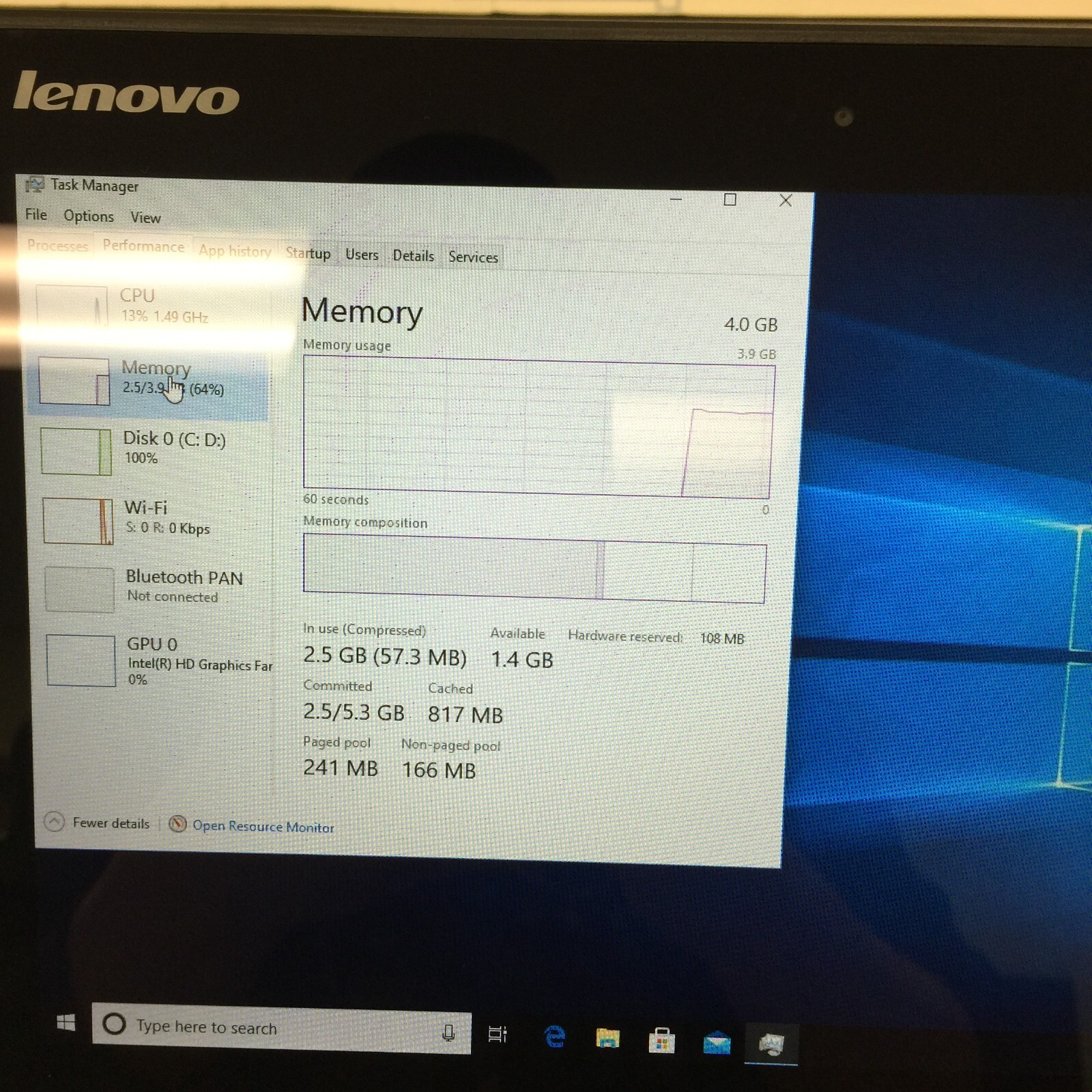 LENOVO yoga 2 11 core i3 4th gen 1.50 ghz 12.5” 4GB RAM 440 GN SSD WIN 1O HOME