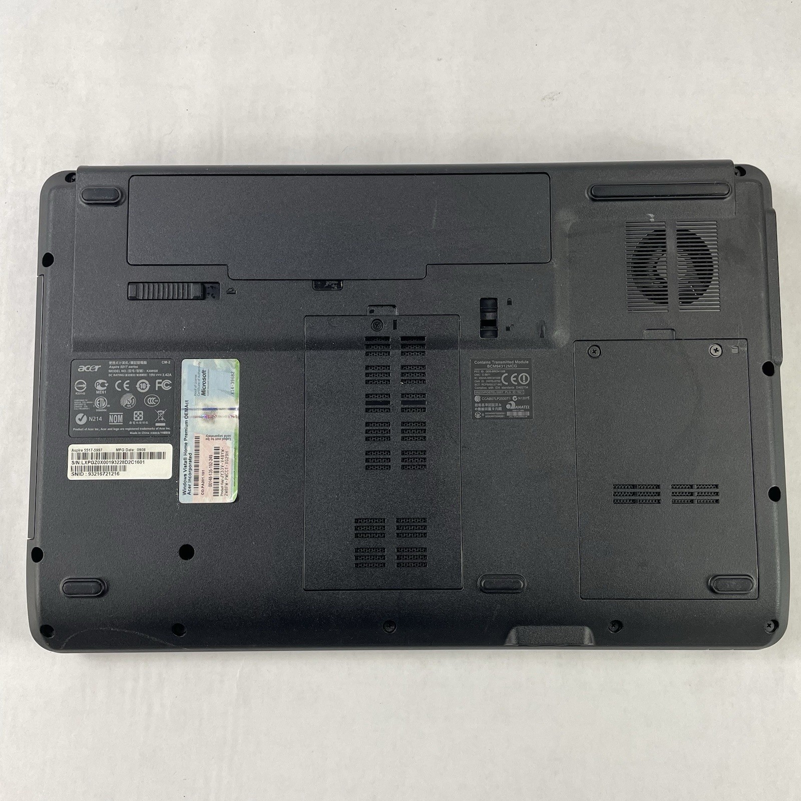 Aspire 5517 15.6″ AMD Athlon TF-20 1.60 GHz 3 GB RAM No SSD No OS No AC