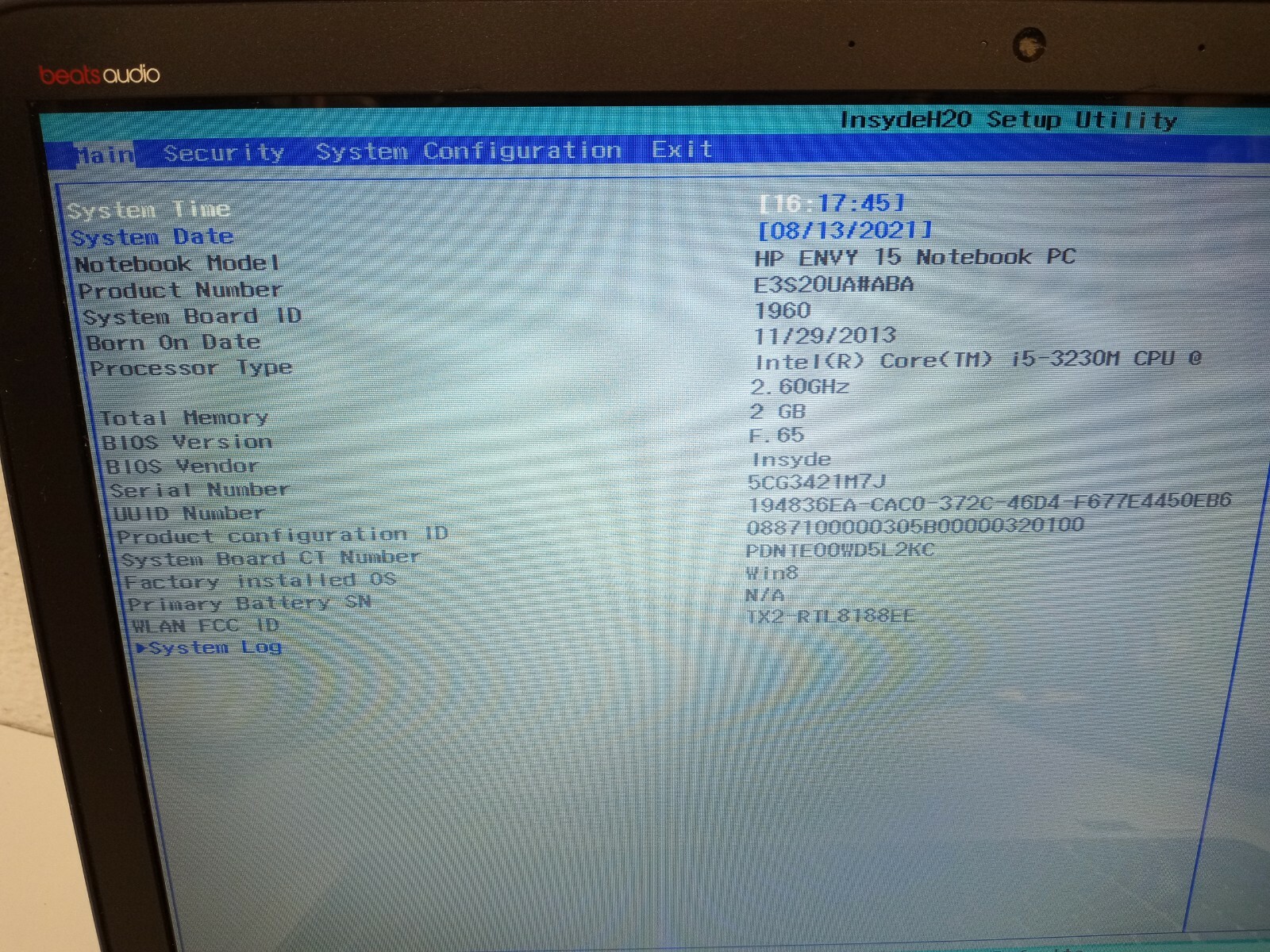 HP Envy 15 Intel Core i5-3230M 2.6GHz 2GB RAM NO HARD/OS *BIOS* *FOR PART AS IS*