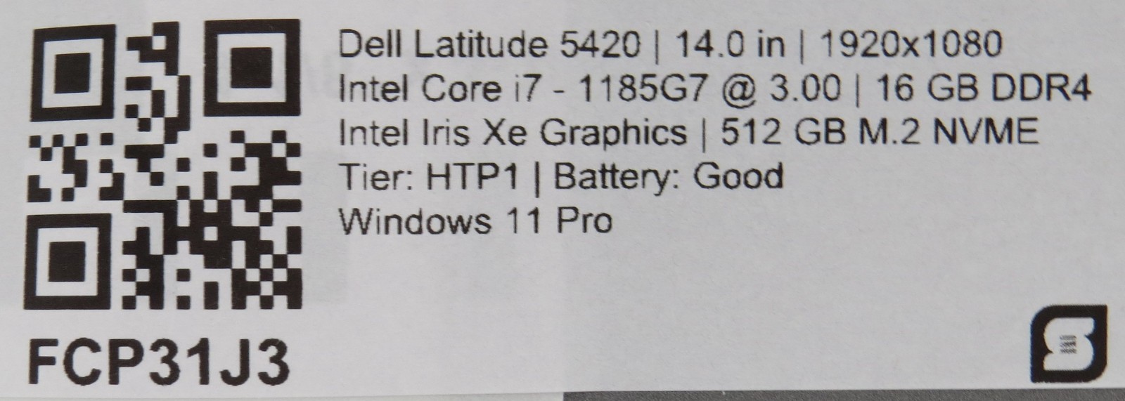 Dell Latitude 5420 i7-1185G7 @ 3GHz 16GB DDR4 512GB m2 14″ Win 11