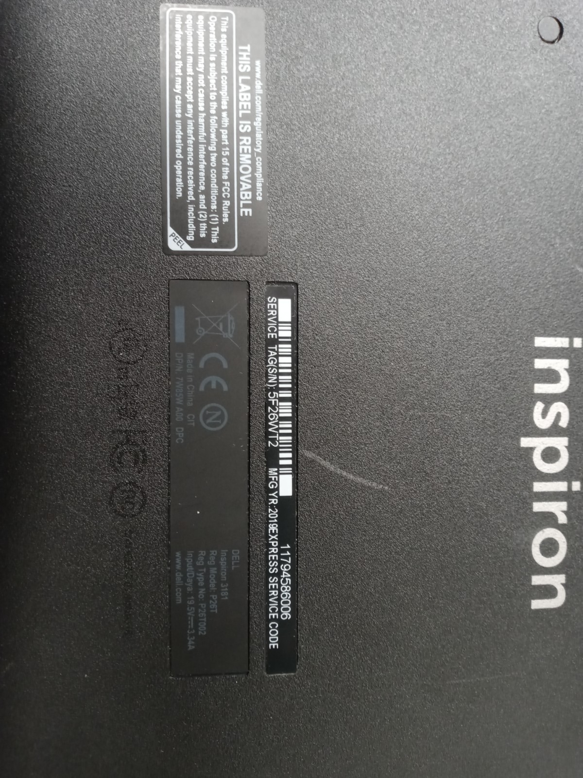 Dell Inspiron 3181 11.6″ Celeron N3060 1.60 GHz 4 GB RAM 16 GB HDD No AC – READ