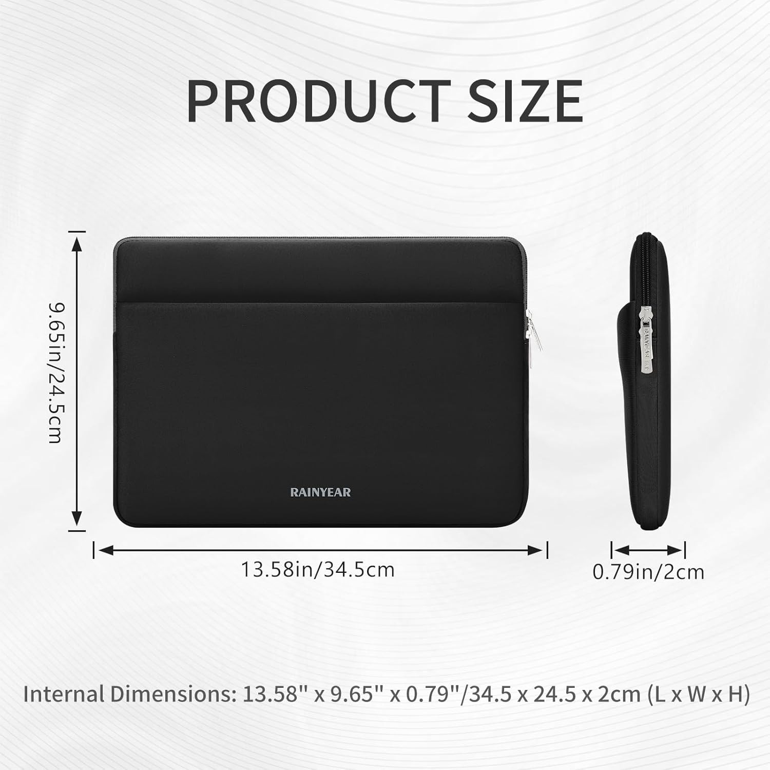 Laptop Sleeve Case 13.3 Inch, Protective Portable Case with Front Pocket, Black