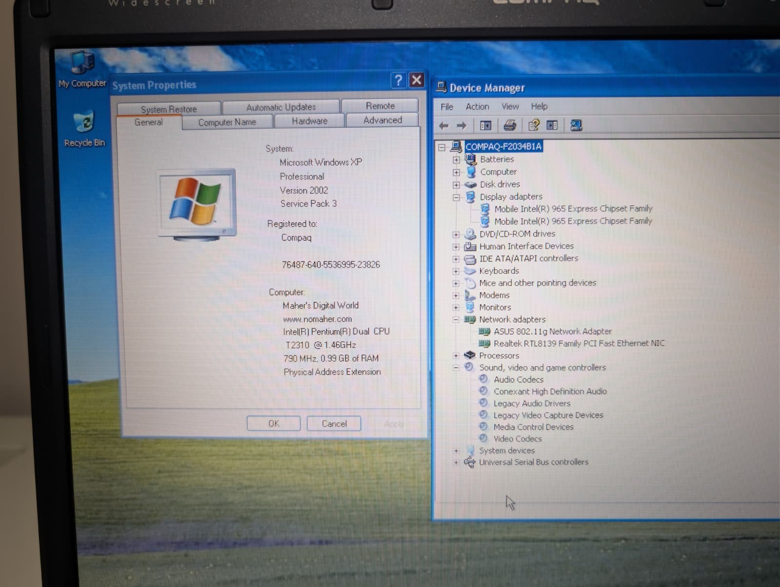 15″ HP Compaq C700 | Pentium T2310 1GB RAM 120GB HDD | Win XP Pro 32-Bit DVD-RW
