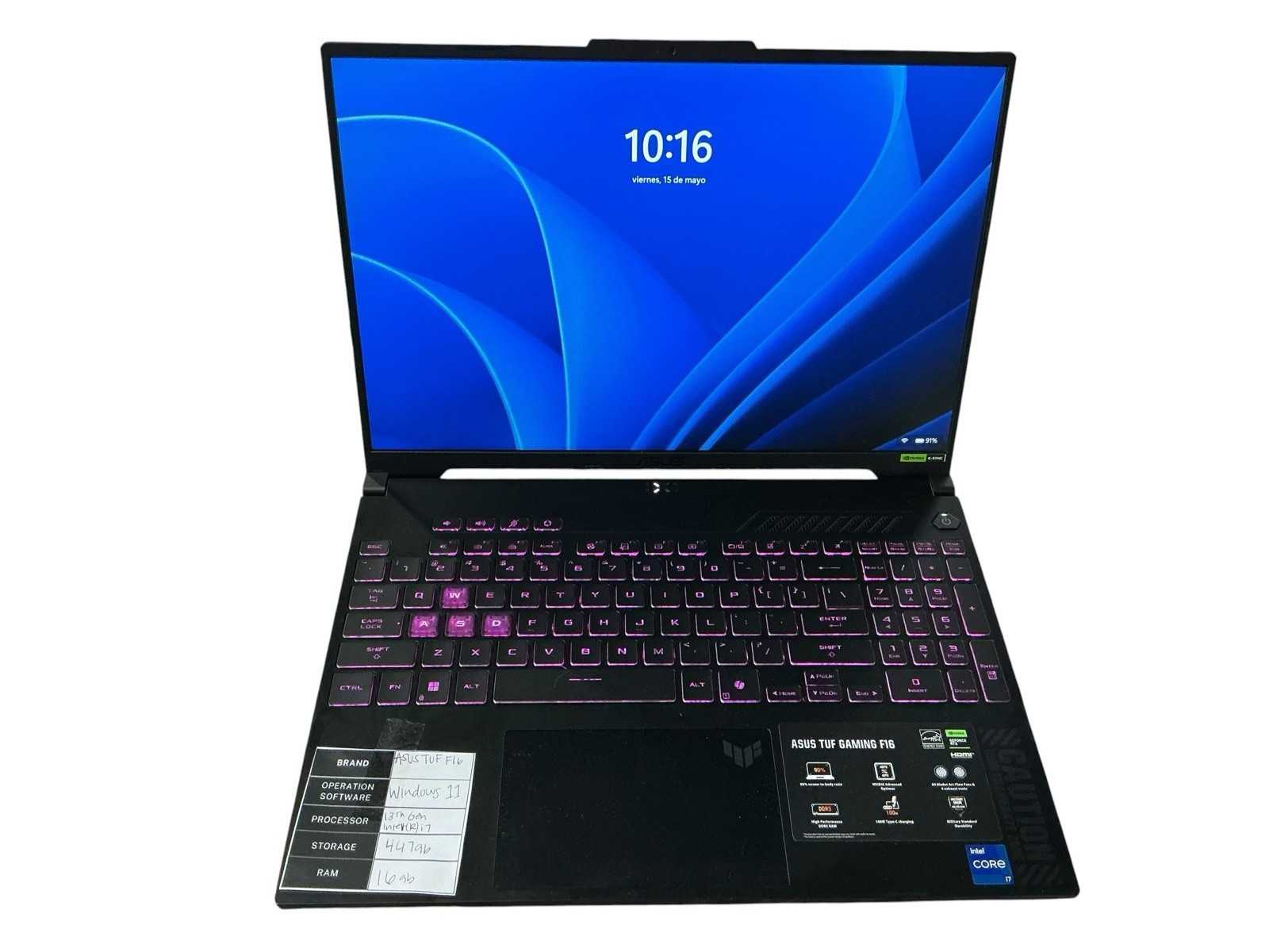 Asus TUF F16 FX607V 16″ i7-13620H 2.4GHz 16GB RAM 512GB SSD GeForce RTX 4050