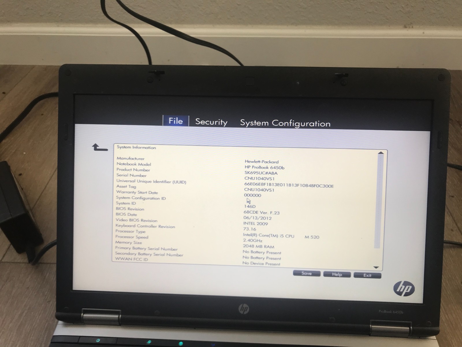 HP ProBook 6450b 14″ Intel Core i5 M 520 2.40GHz 2GB RAM 320B HDD No OS