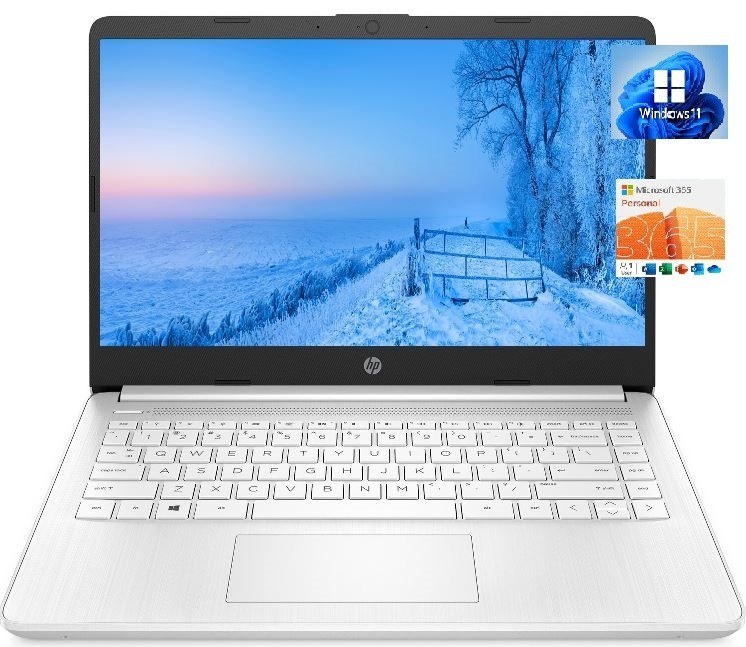 HP 14” HD Laptop, AMD 2-Core CPU, 16GB RAM, 184GB (64+120SSD), Win 11, MS 365