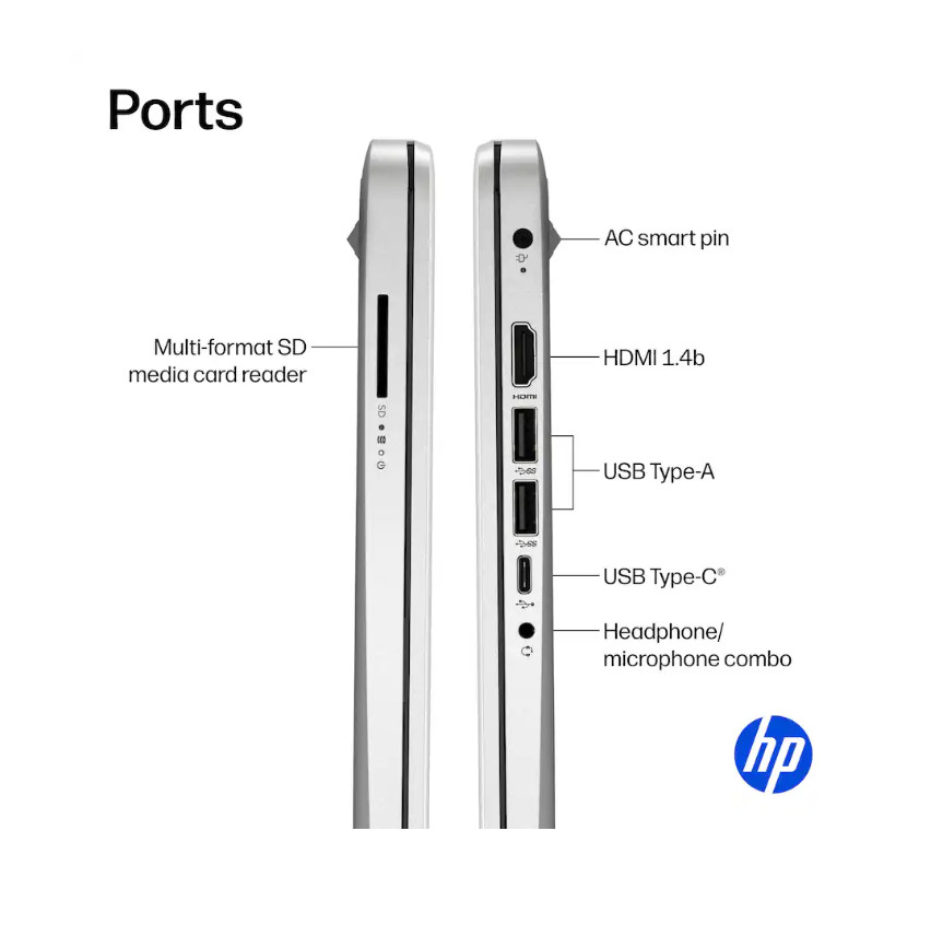 HP 14″ Laptop Intel N150 4GB RAM 128GB UFS Natural Silver