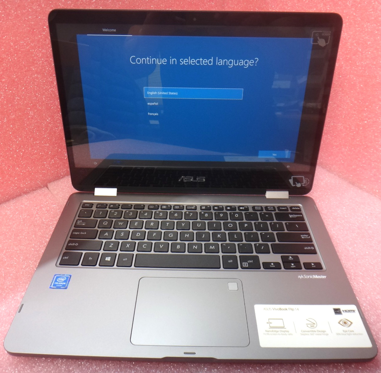 ASUS VivoBook Flip 14 14″ FHD Touch Screen 2-In-1 Laptop Intel Celeron 4GB 64GB