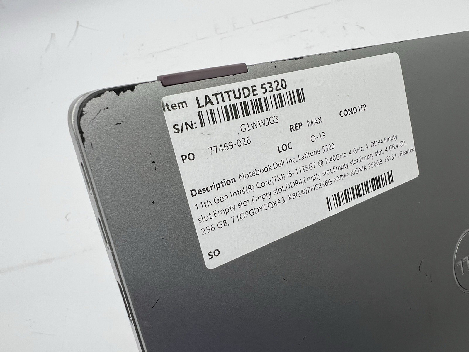 Dell Latitude 5320, Intel i5-1135G7, @2.40GHz, 8GB RAM, 256GB NVMe-No OS/Adapter