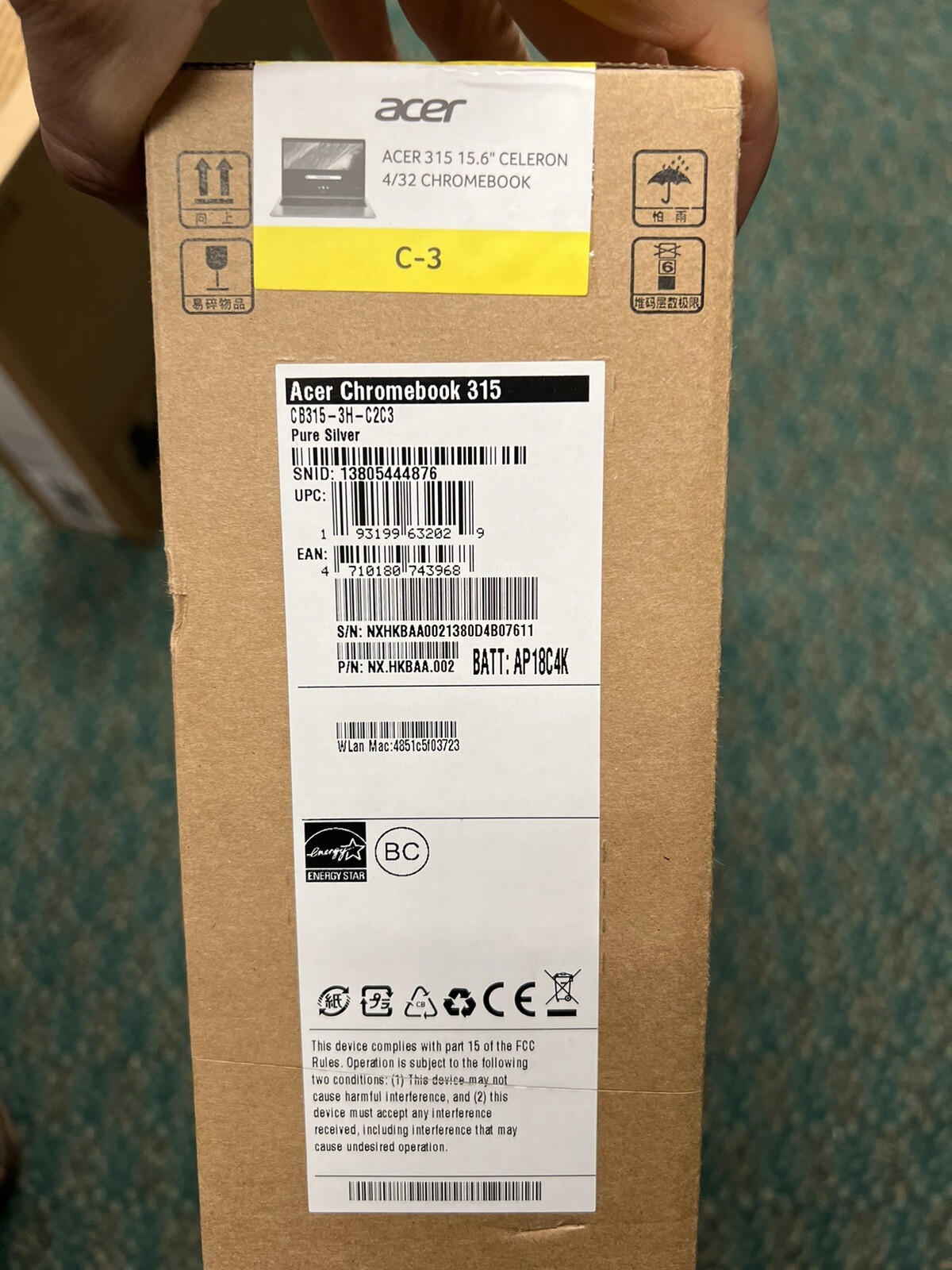 New Acer CB315-3H-C2C3 15.6″ ChromeBook Celeron N4000 4GB 32GB eMMC Chrome OS FS