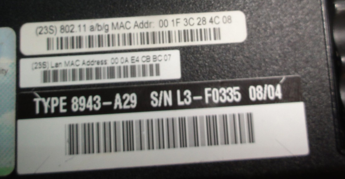 Notebook laptop Lenovo Thinkpad R61 2 GB Ram faulty