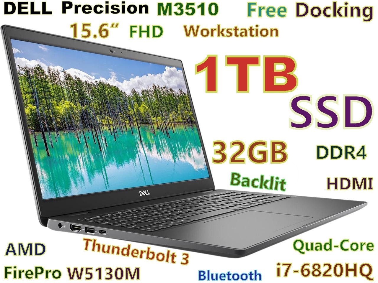 DELL Precision M3510 i7-QUAD FAST 1TB SSD 32GB 15.6″ IPS W5130M 2GB + DOCKING