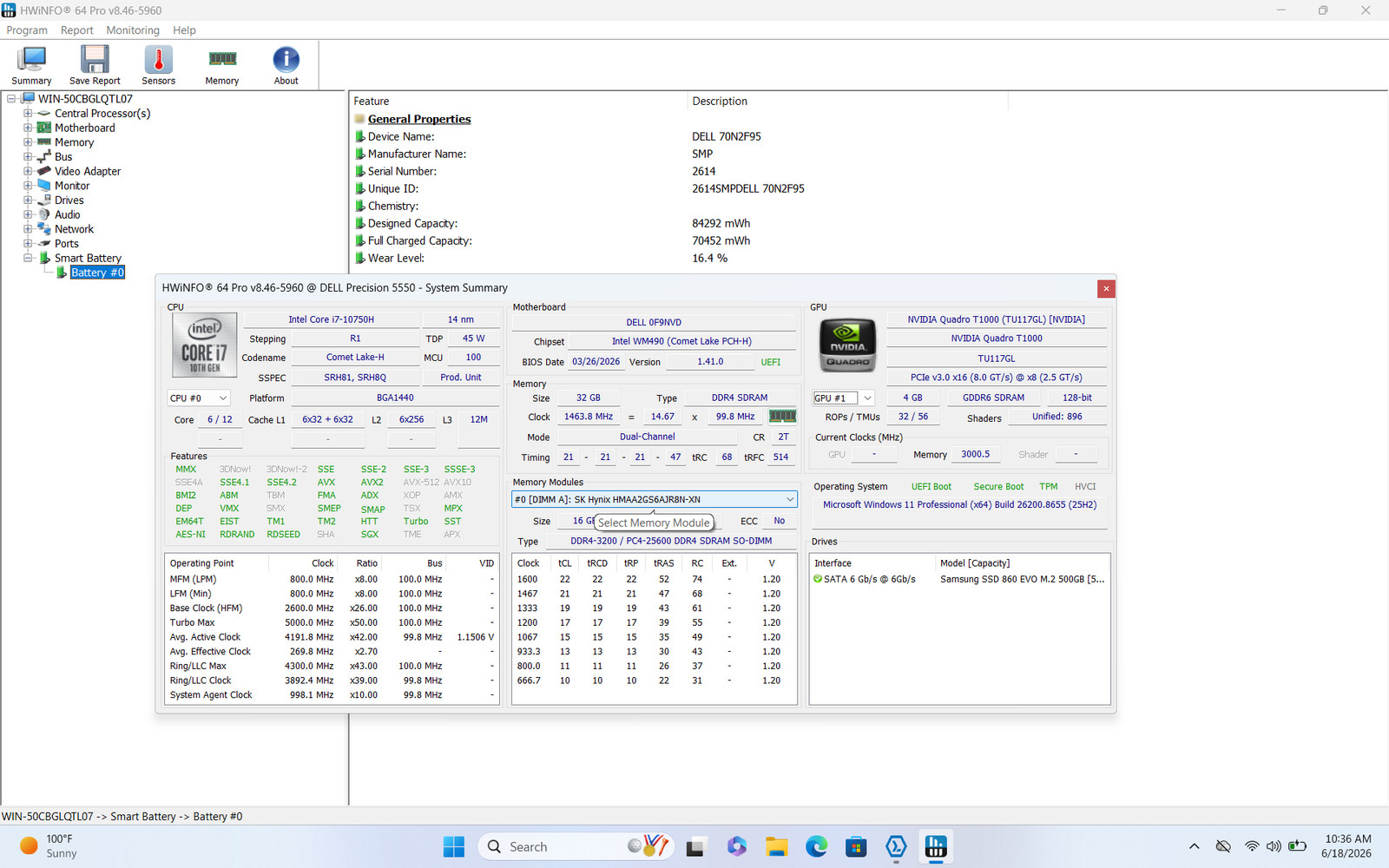 Dell Precision 5550 15.6 i7-10750H 32GB 512GB SSD Workstation Grade D