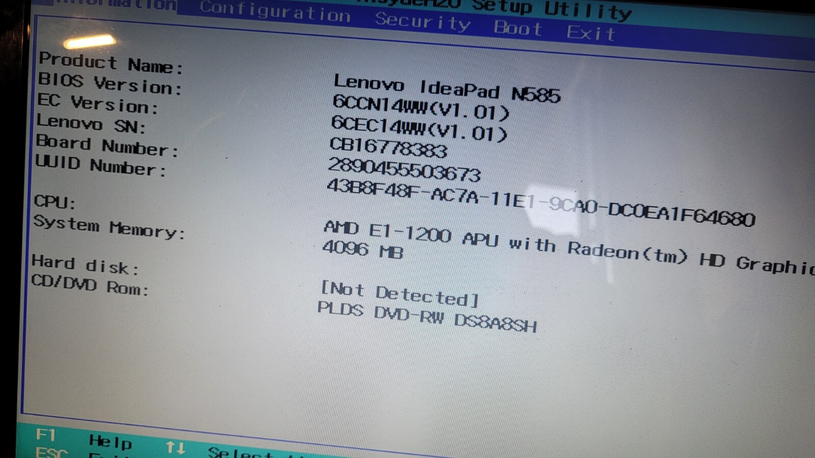 Lenovo IdeaPad N585 AMD E1-1200 APU | No Hdd | 4GB RAM