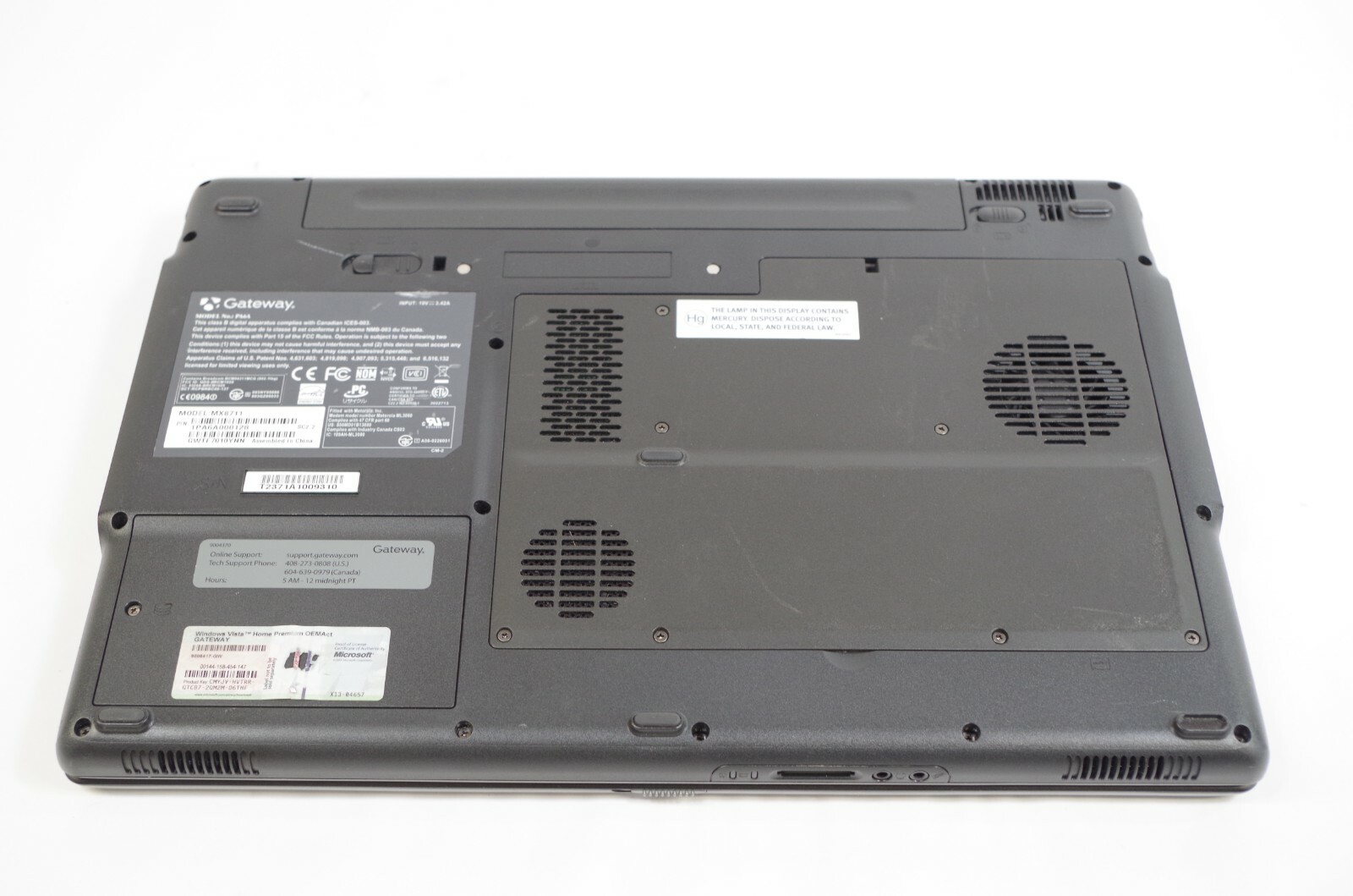 Gateway MX8711 PA6A 100GB HD Intel T2060 1.6Ghz 2GB Ram Wiped