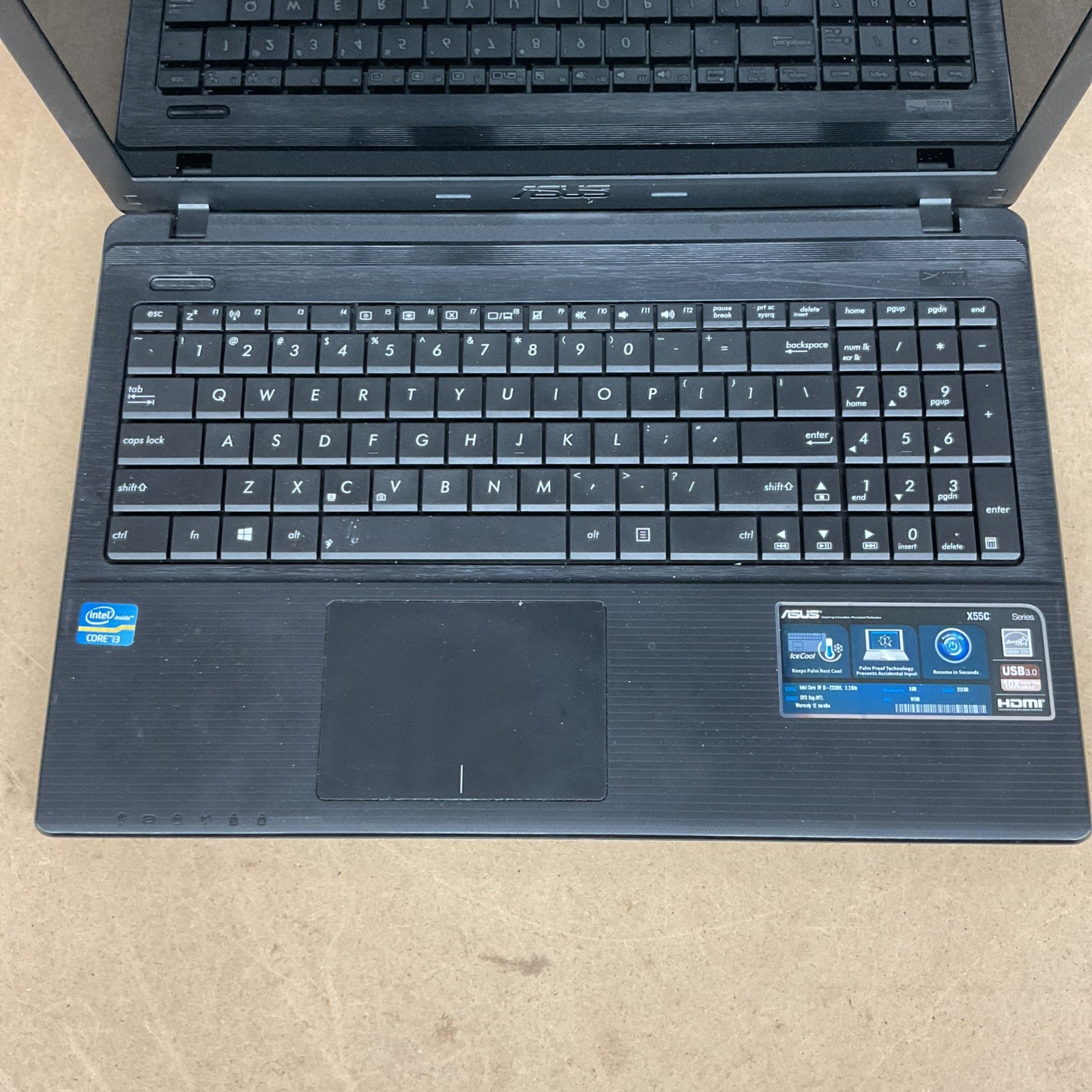 ASUS X55C Laptop Intel Pentium B980 4GB RAM – Broken Untested
