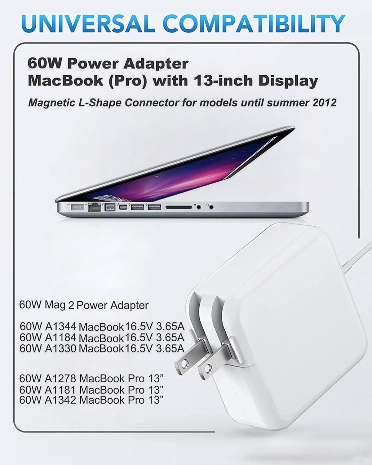 60W Mag 2 Charger Power Adapter for MacBook Pro/Air 13″ (2012-2018)