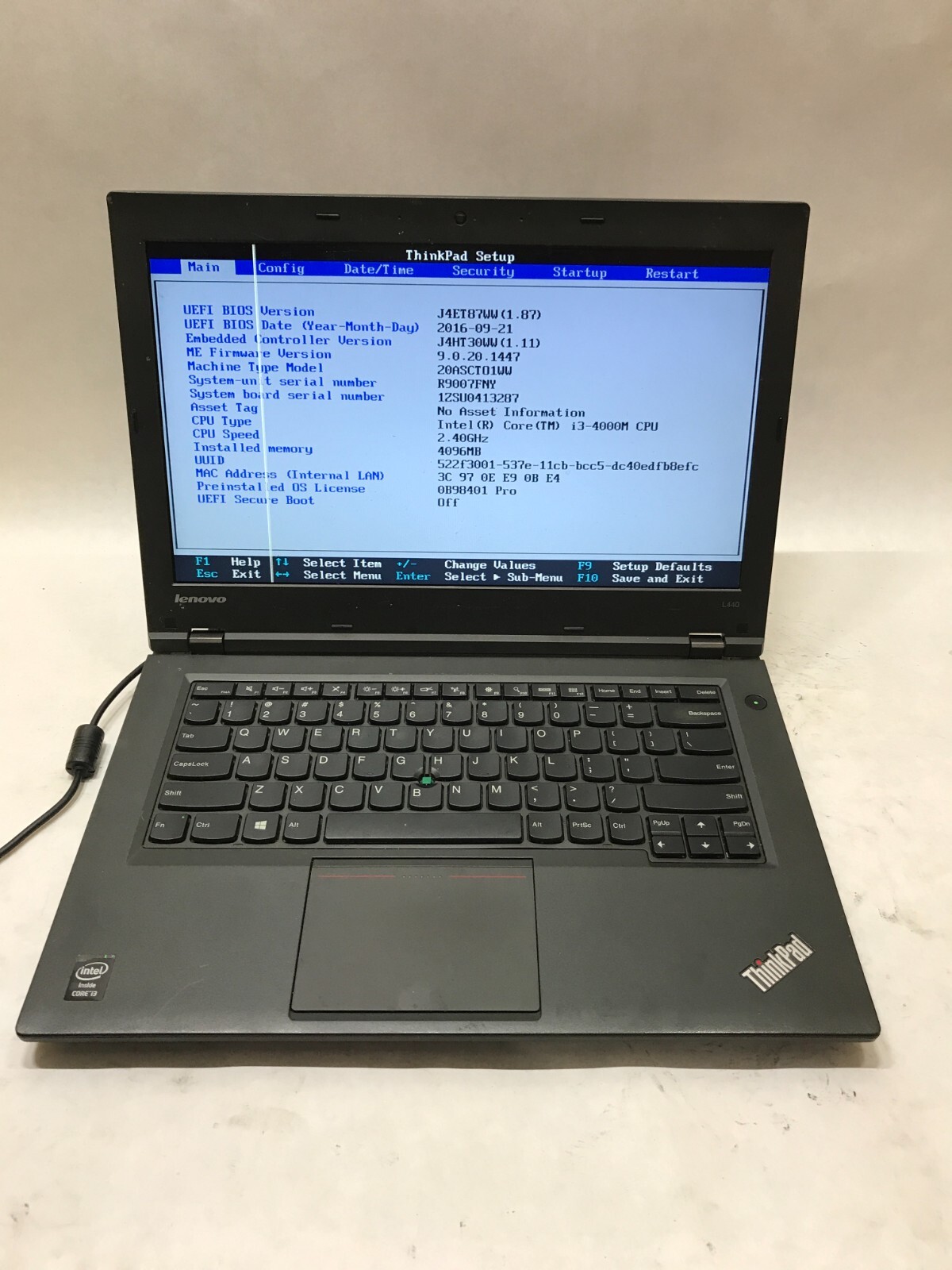 Lenovo ThinkPad L440 14″ Intel Core i3 4GB RAM NO HDD/OS For Parts Bad LCD! – DW