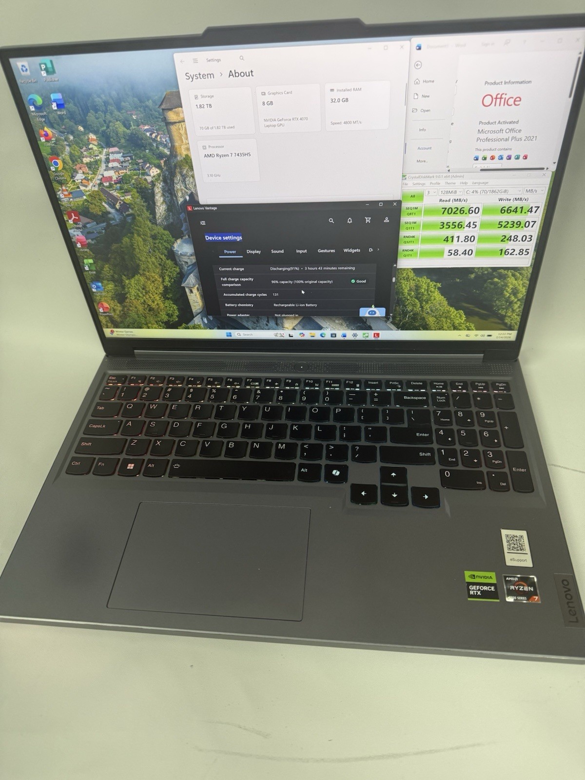 Lenovo Legion Slim 5 16ARP9 R7 7435HS RTX 4070 32GB DDR5 2TB SSD W/Office 2021