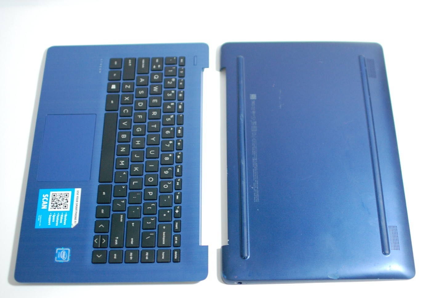 HP Stream Blue 14-cb161wm Palmrest w/ Keyboard, touchpad, and Bottom Cover Case