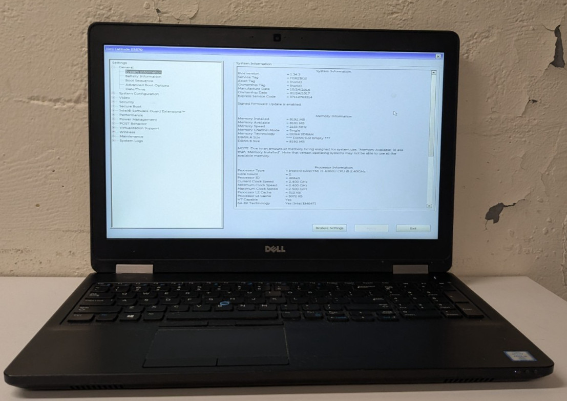 Dell Latitude E5570 15.6″ Intel Core i5-6300U 2.40GHz 8GB No Drive SOLD AS-IS