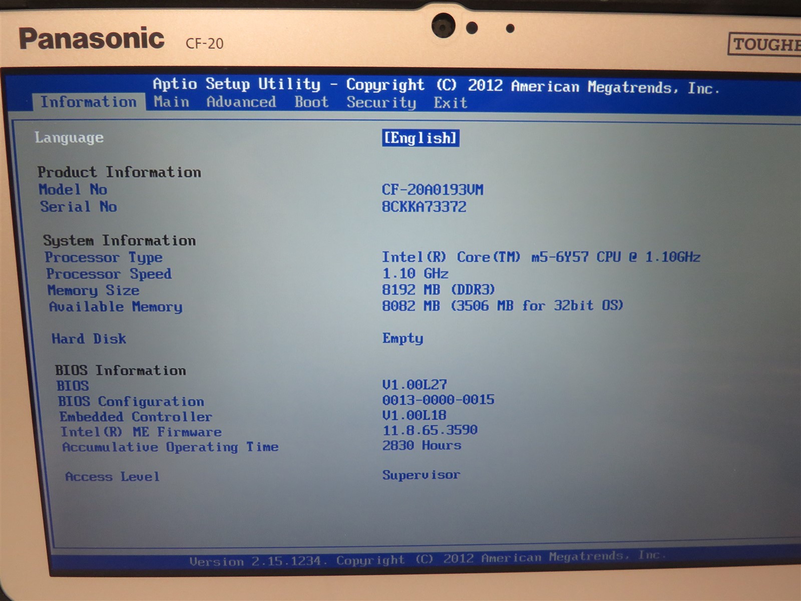 Panasonic Toughbook CF-20 Intel Core i5-7Y57@1.2GHz 8GB RAM #6