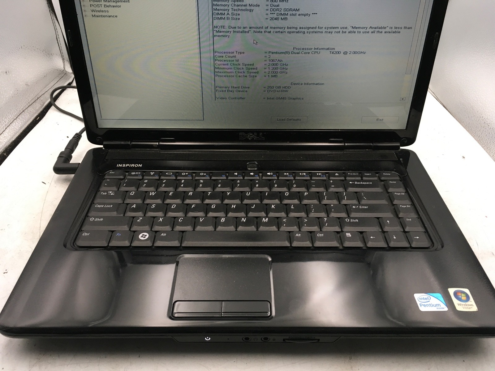 DELL INSPIRON 1545 – BOOTS TO BIOS – INTEL DUAL CORE – 2GB RAM – READ DESCRIP-BB