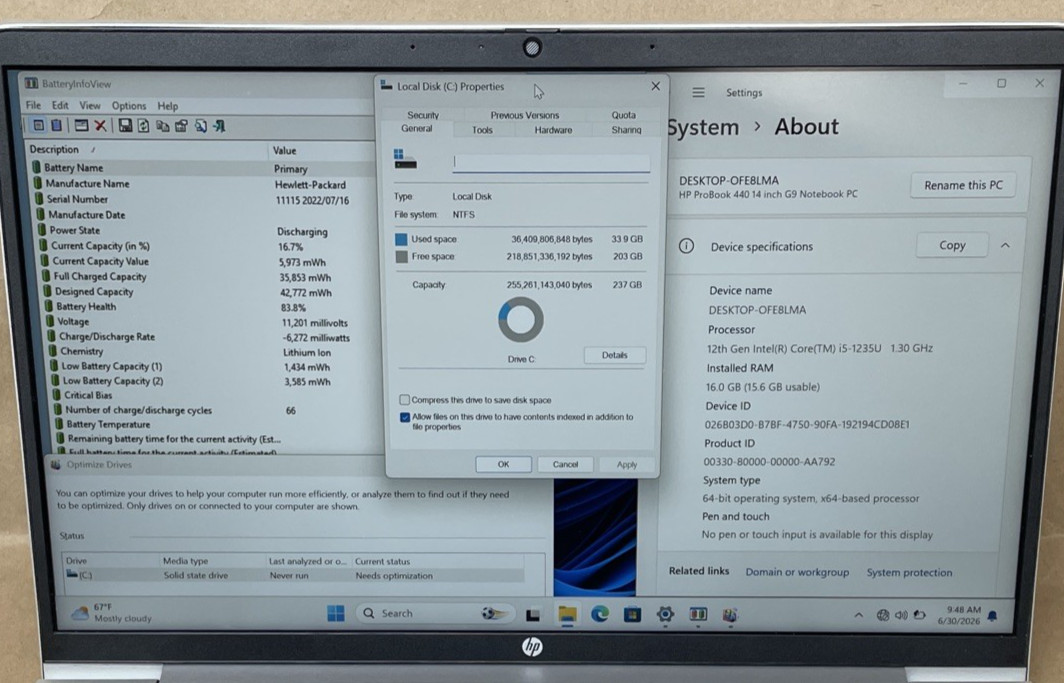 HP ProBook 440 G9 14″ i5-1235U @1.30GHz 16GB RAM 256GB SSD Win 11 Pro