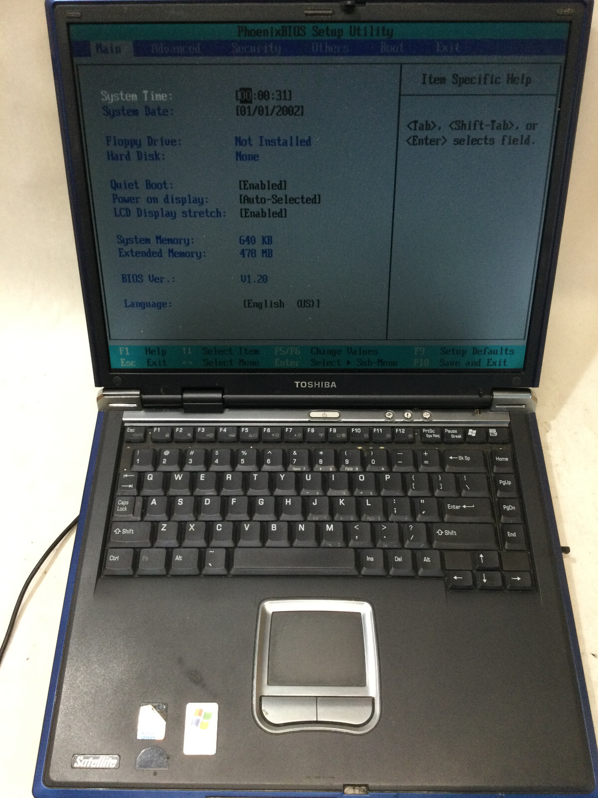 TOSHIBA SATELLITE A35-S159 – BOOTS TO BIOS – INTEL PENTIUM – 1GB RAM – READ – BB