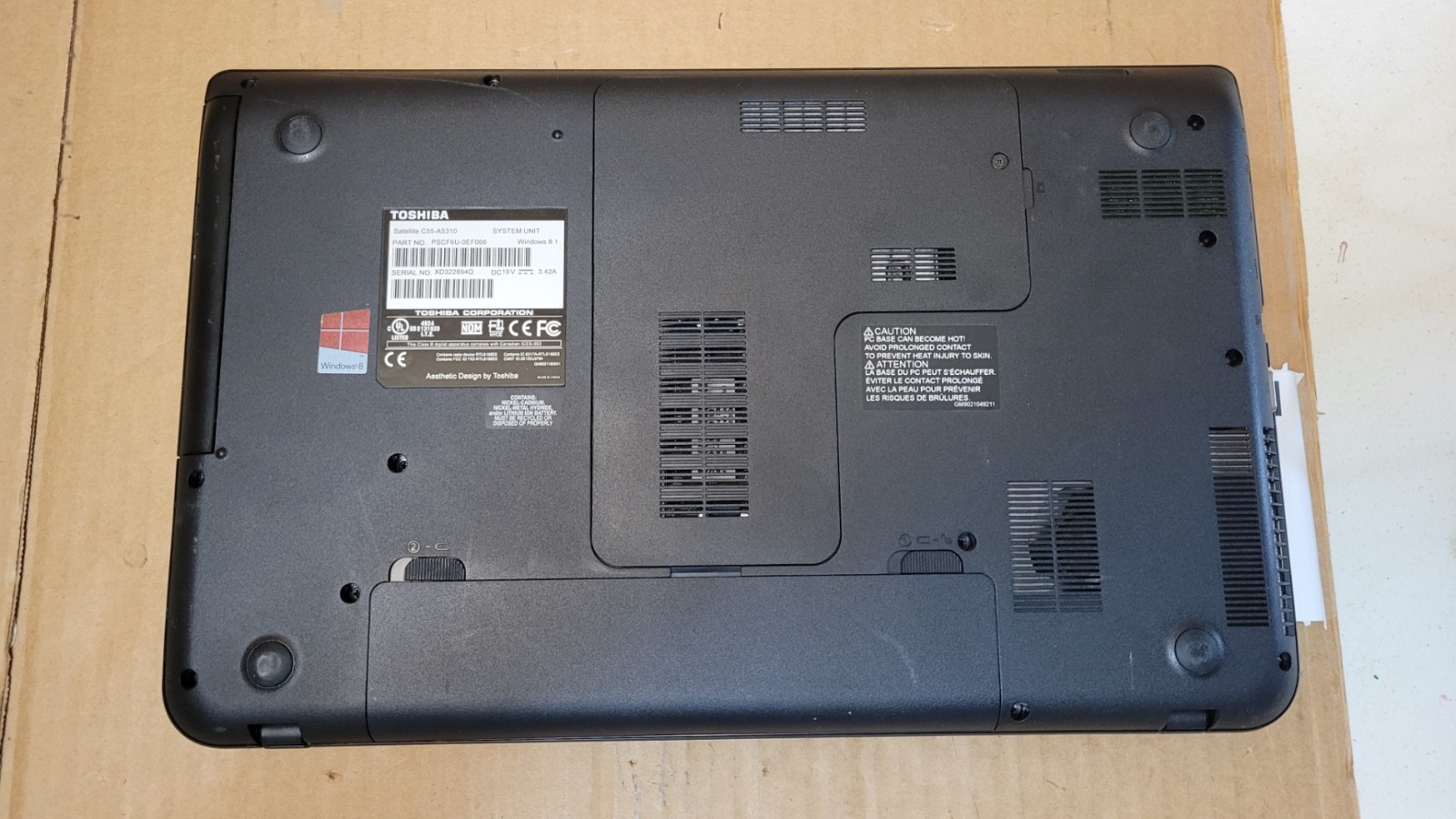 TOSHIBA Satellite C55-A5310 Laptop | i3-3120M | 4GB Ram | 320GB HDD | Win 10