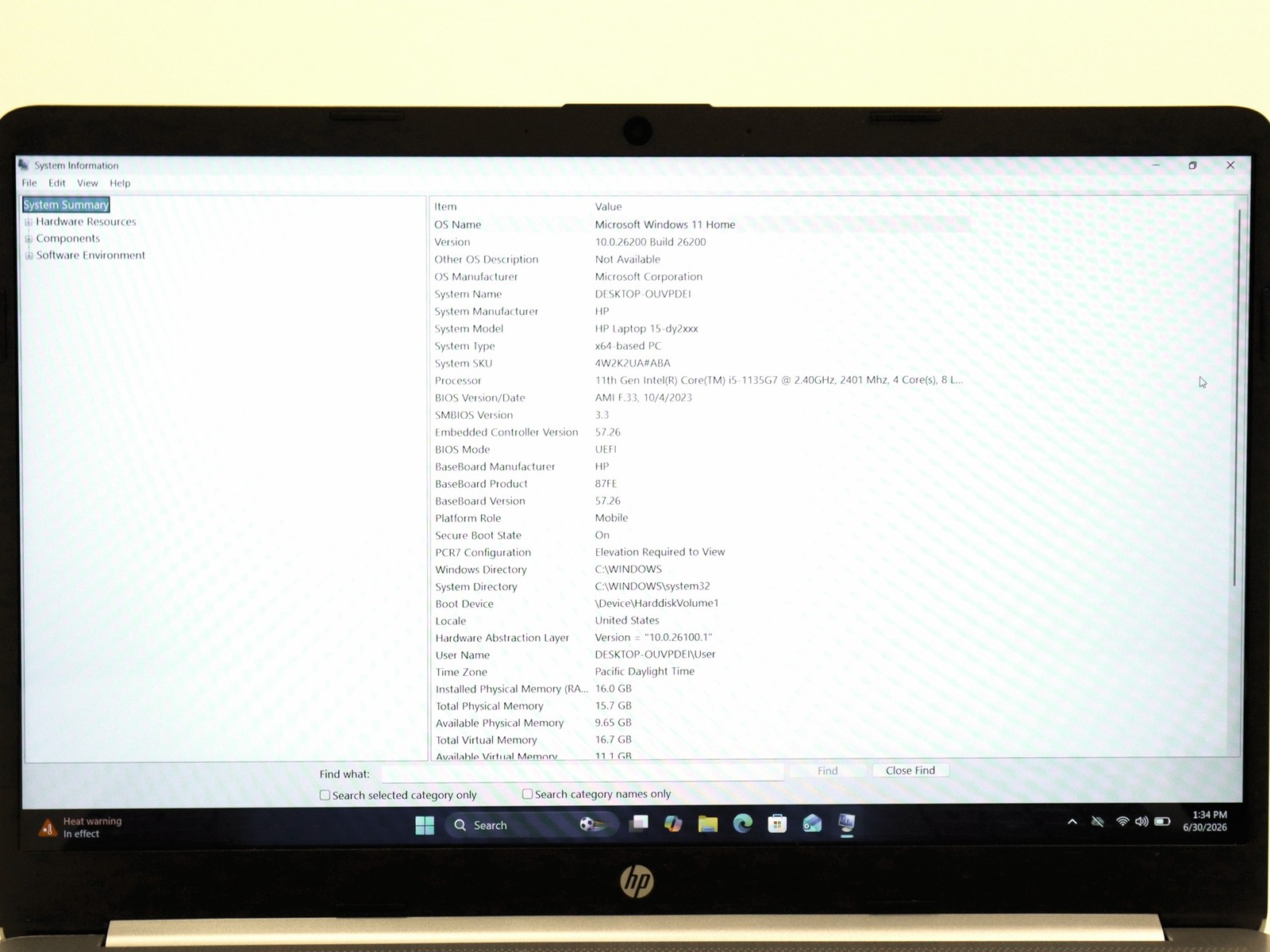 HP Laptop 15-dy2067ms 15.6″ Touch Core i5-1135G7 16GB 256GB NVMe Win 11 Home