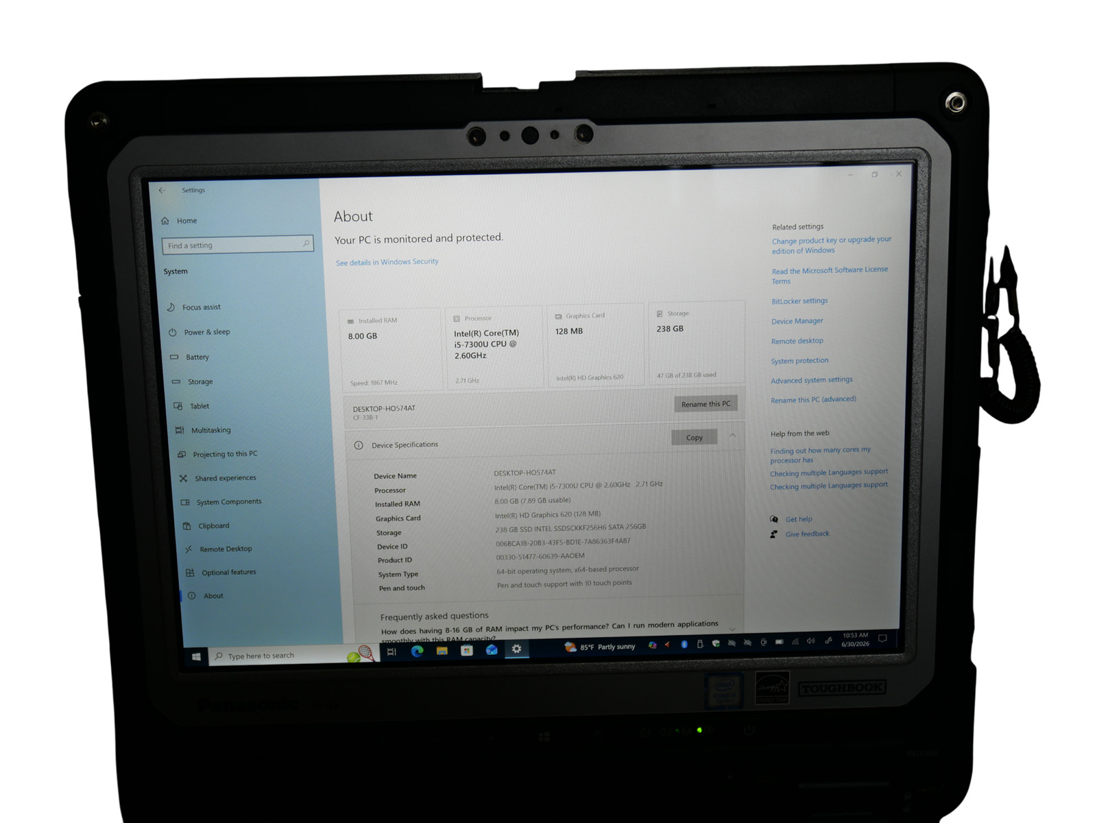 Panasonic Toughbook CF-33 Core i5-7300U 2.6GHz 16GB 256GB