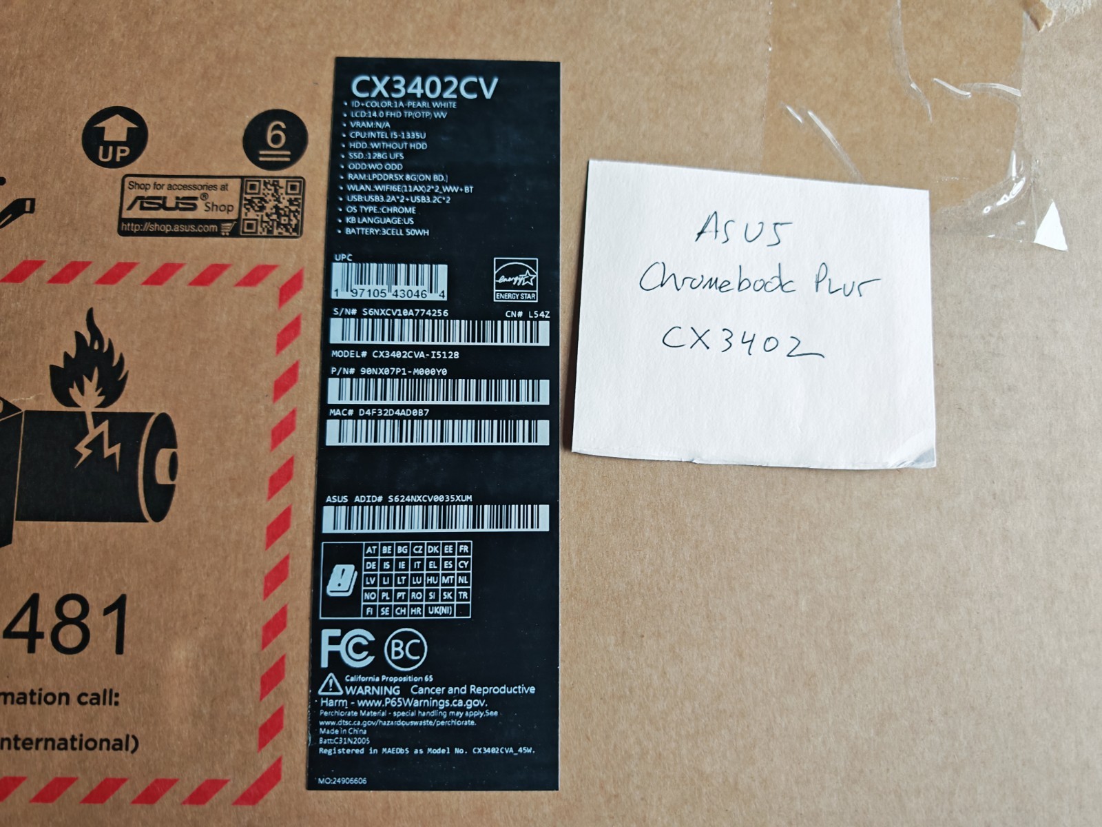 Asus Chromebook Plus CX3402CV 14″ i5-1335U 4.6GHz 8GB RAM 128GB SSD