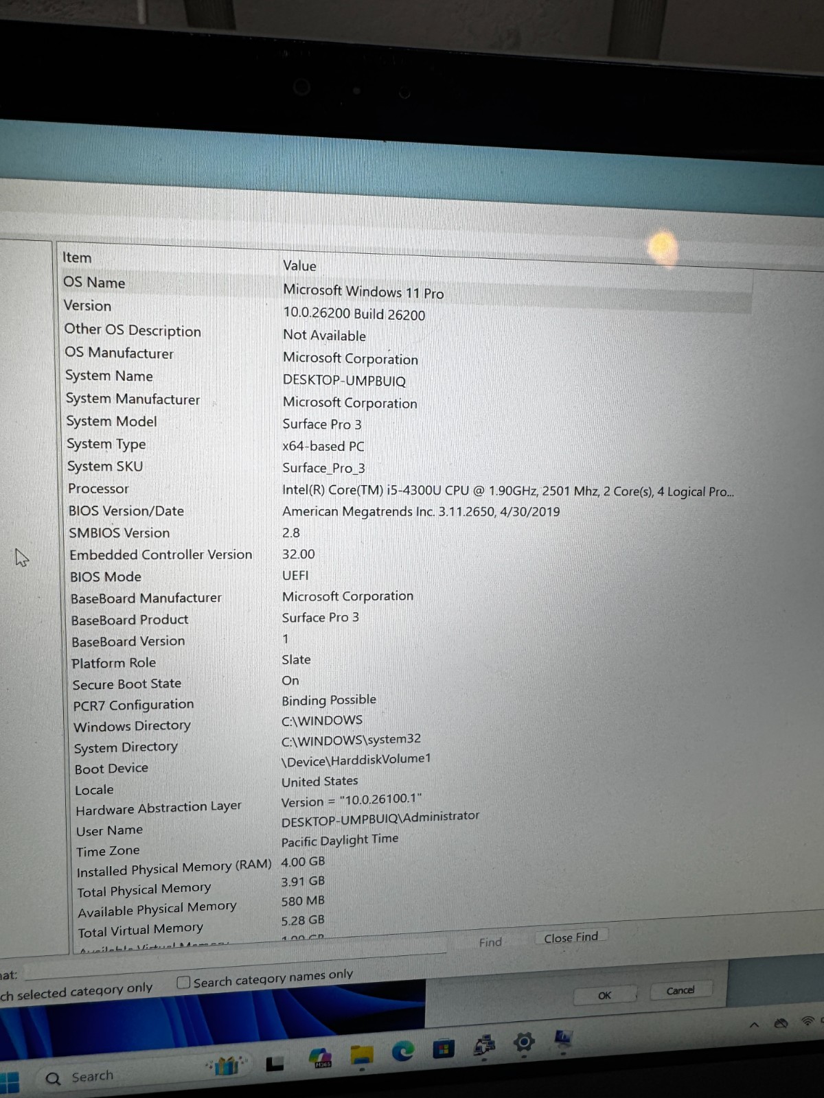 Microsoft Surface Pro 3 Core I5-4300U 4GB RAM 128GB SSD Laptop *READ #6453