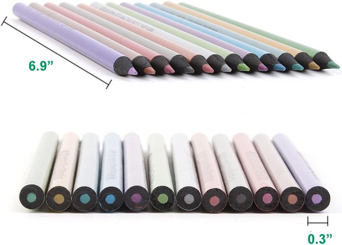 Metallic Colored Pencils Black Wood Multi Colored Pencils Pre-Sharpened Wooden S