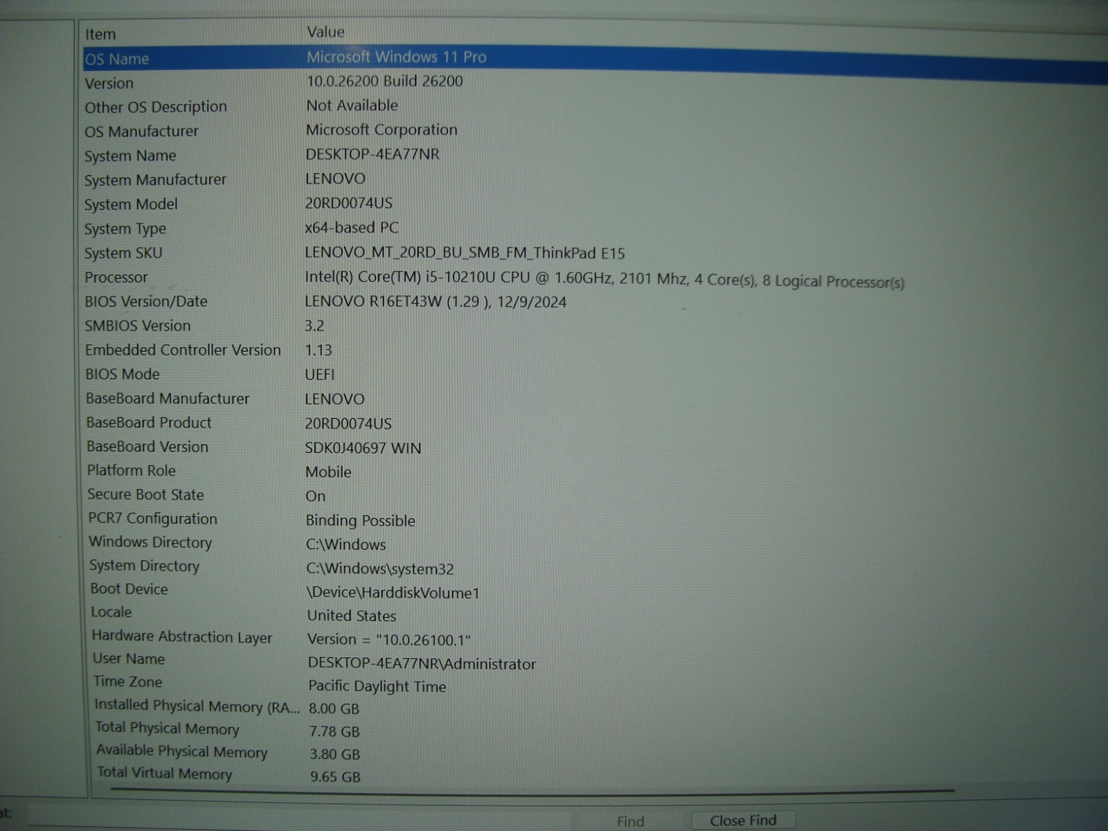 Lenovo ThinkPad E15 15.6″FHD Intel i5-10210U 1.6Ghz 8GB 512GB Windows 11 Pro +PA