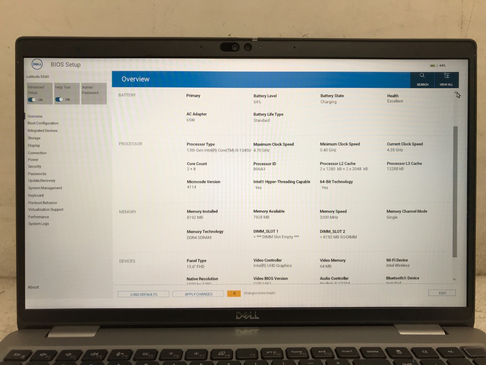 Dell Latitude 5540 / Intel Core i5-1345U 4.35GHz / 8GB RAM / No SSD