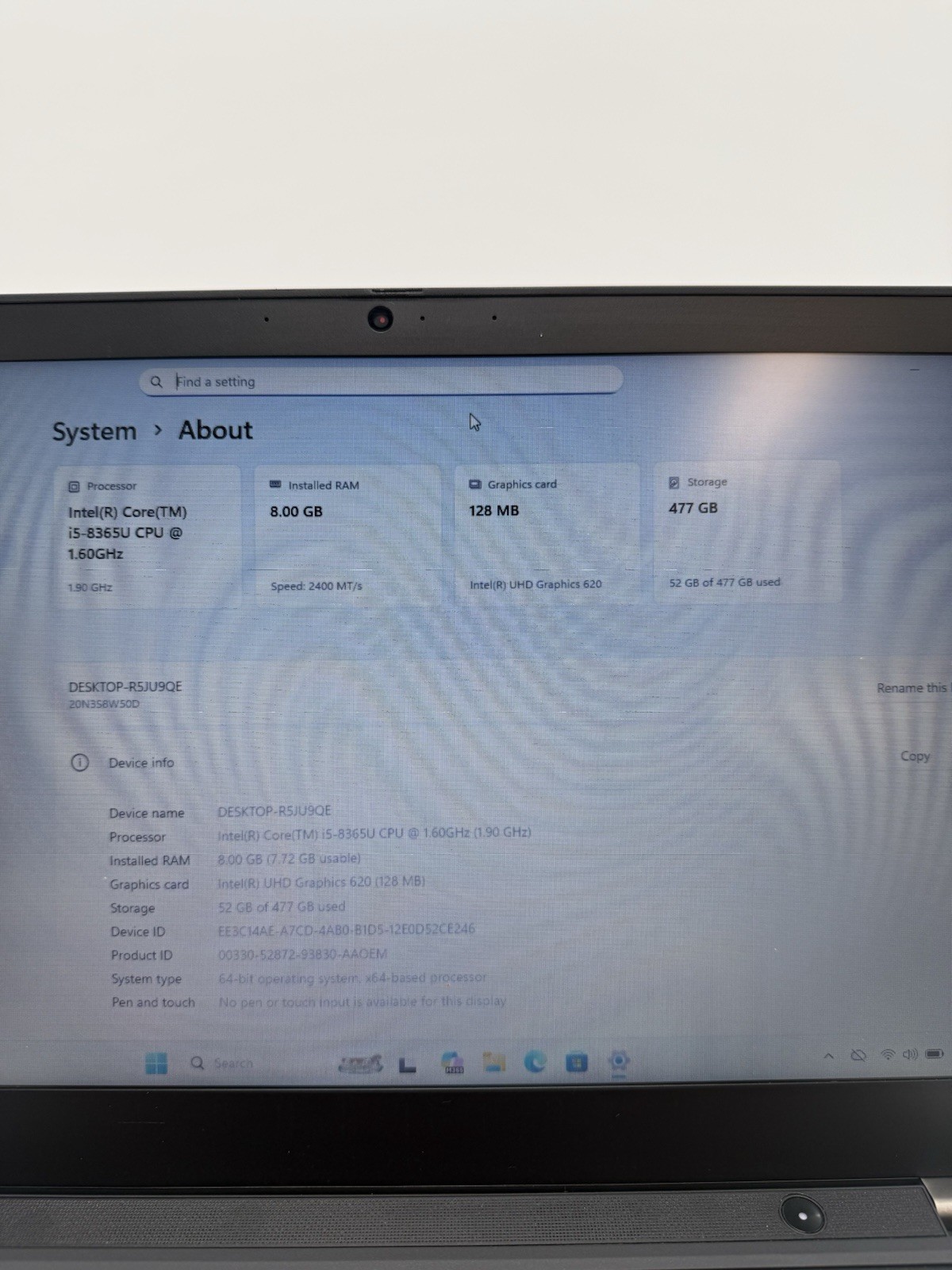 Lenovo ThinkPad T490 i5-8365U | 8GB Ram | 512GB NVMe | Win11P | A-Grade