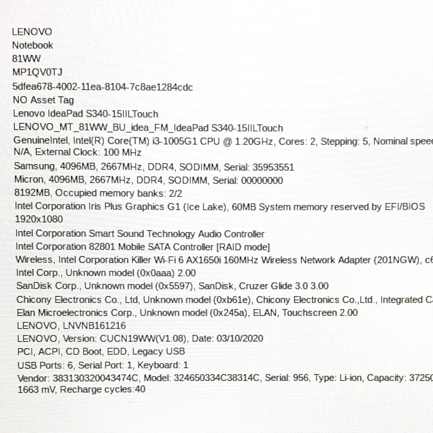 Lenovo Ideapad S340 15.5″ Touch FHD Intel i3-1005G1 1.20GHz 8GB 256GB NVMe Win11